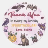 Rond Sticker pour la fête d'anniversaire de la sorcière (Devant)