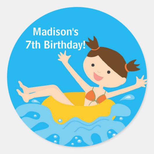 Rond Sticker pour la fête de la piscine (Devant)