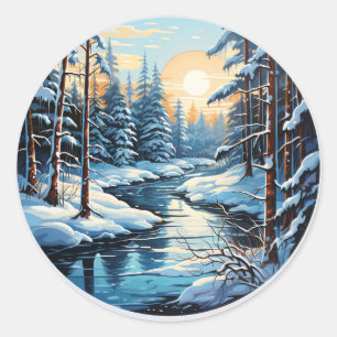 Rond Sticker pour la forêt de pins de Wonderland