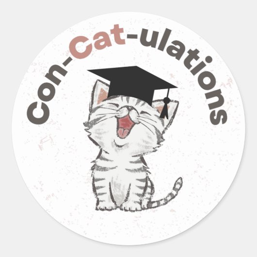 Rond Sticker pour la graduation de chats amusant (Devant)