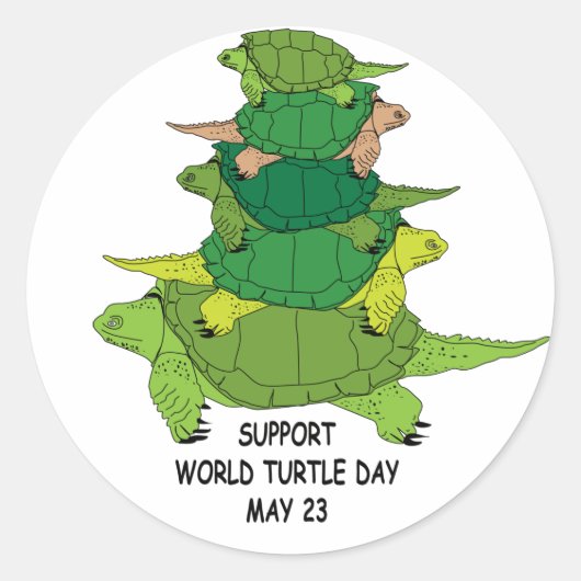 Rond Sticker pour la Journée mondiale de la tortue (Devant)