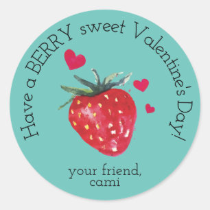 Rond Sticker pour la Saint-Valentin aux fraises sucrée