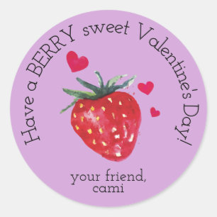 Rond Sticker pour la Saint-Valentin aux fraises sucrées