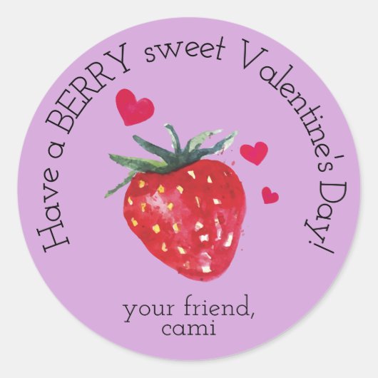 Rond Sticker pour la Saint-Valentin aux fraises sucrées (Devant)