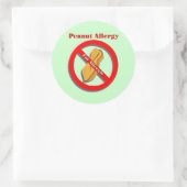 Rond Sticker pour l'allergie aux arachides Je suis alle (Sac)
