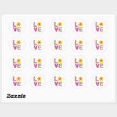 Rond Sticker pour l'amour pour la Saint-Valentin (Feuille)