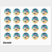 Rond Sticker pour l'anniversaire de Bowling - Fille (Feuille)