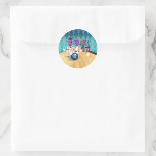 Rond Sticker pour l'anniversaire de Bowling - Fille (Sac)