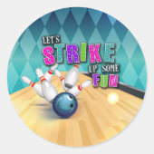 Rond Sticker pour l'anniversaire de Bowling - Fille (Devant)