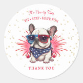 Rond Sticker pour l'anniversaire de Chien : Pawty (Devant)