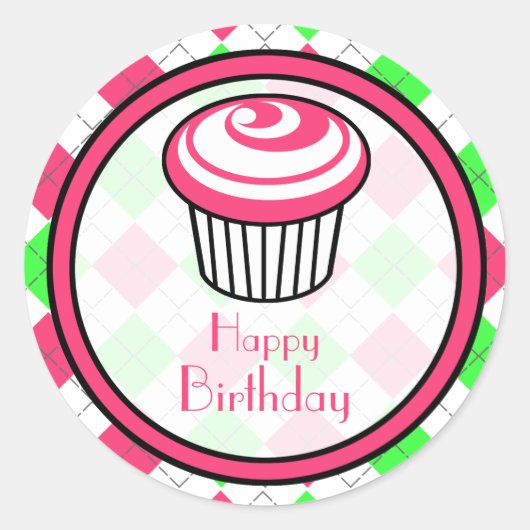 Rond Sticker pour l'anniversaire de Cupcake rose - Jacq (Devant)