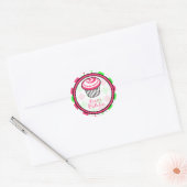 Rond Sticker pour l'anniversaire de Cupcake rose - Jacq (Enveloppe)