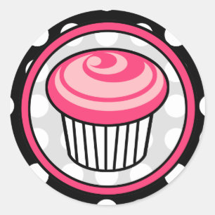 Rond Sticker pour l'anniversaire de Cupcake rose - Poin