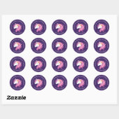 Rond Sticker pour l'anniversaire de la licorne (Feuille)