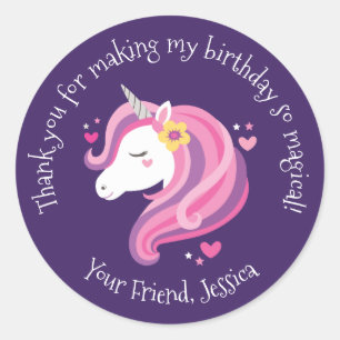 Rond Sticker pour l'anniversaire de la licorne