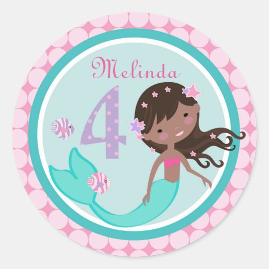 Rond Sticker pour l'anniversaire de l'âge de la sirène (Devant)