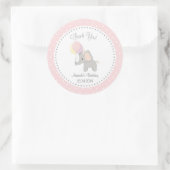 Rond Sticker pour l'anniversaire de l'éléphant mignon (Sac)