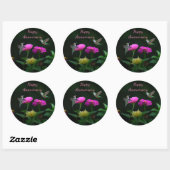 Rond Sticker pour l'anniversaire des colibris (Feuille)