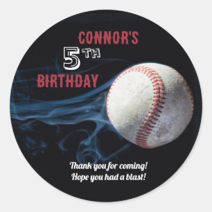 Rond Sticker pour l'anniversaire des garçons de basebal