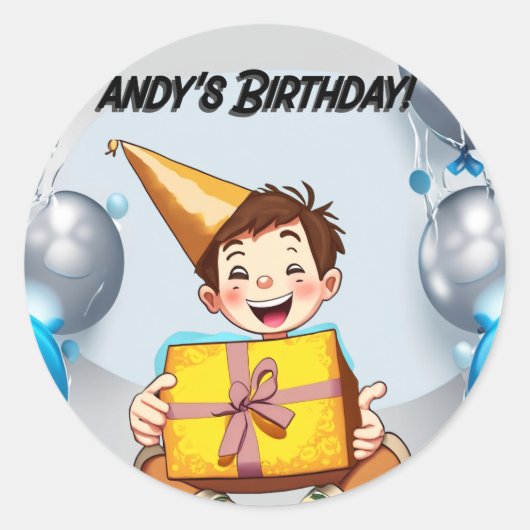 Rond Sticker pour l'anniversaire du garçon (Devant)