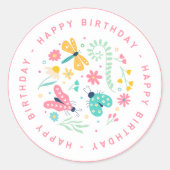 Rond Sticker pour l'anniversaire du papillon mignon : B (Devant)