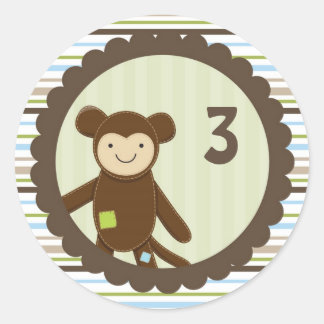 Rond Sticker pour l'anniversaire du singe mignon