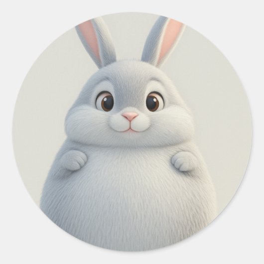 Rond Sticker pour lapin de dessin doux et adorable (Devant)
