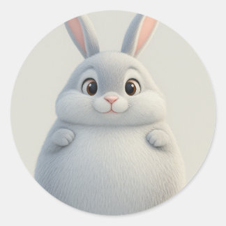 Rond Sticker pour lapin de dessin doux et adorable