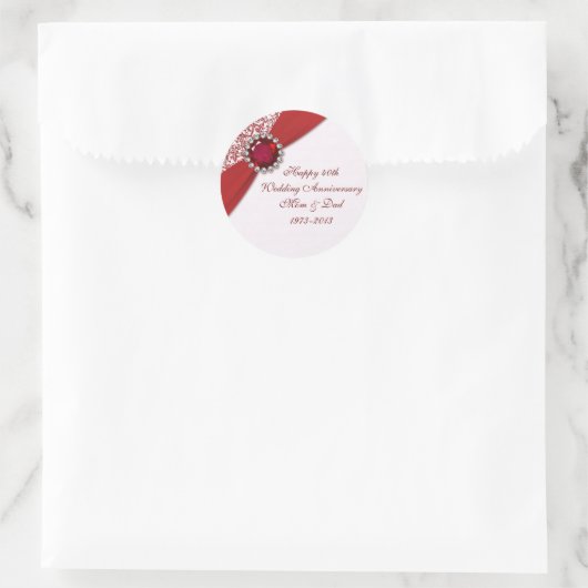 Rond Sticker pour le 40e anniversaire du Mariage (Sac)
