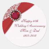 Rond Sticker pour le 40e anniversaire du Mariage (Devant)