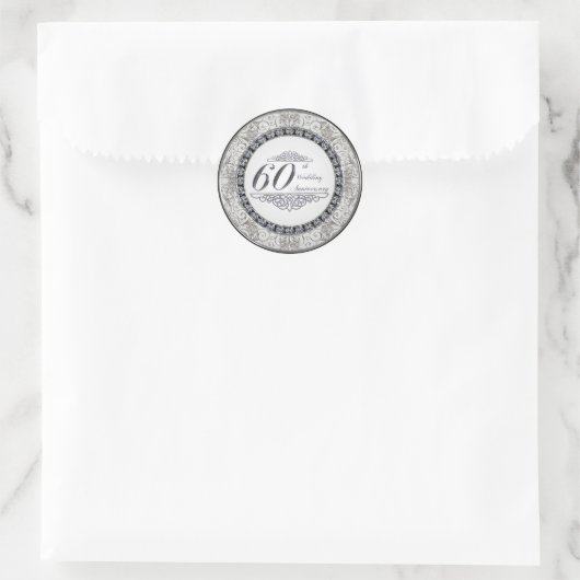 Rond Sticker pour le 60e anniversaire du Mariage (Sac)