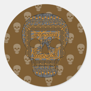 Rond Sticker pour le crâne d'Halloween