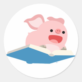Rond Sticker pour le livre volant et le dessin animé