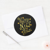 Rond Sticker pour le Nouvel An Gold Happy (Enveloppe)