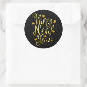 Rond Sticker pour le Nouvel An Gold Happy (Sac)
