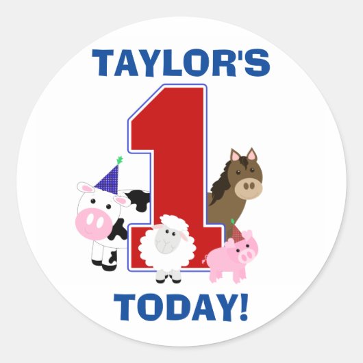 Rond Sticker pour le premier anniversaire de Barnyard (Devant)