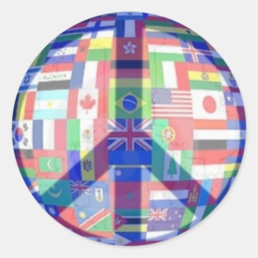 Rond Sticker pour les drapeaux de la paix et du monde (Devant)