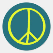 Rond Sticker pour les signes de paix jaune peint à la m (Devant)