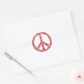 Rond Sticker pour les signes de paix Red Hearts (Enveloppe)