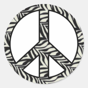 Rond Sticker pour les signes de paix Zebra Print