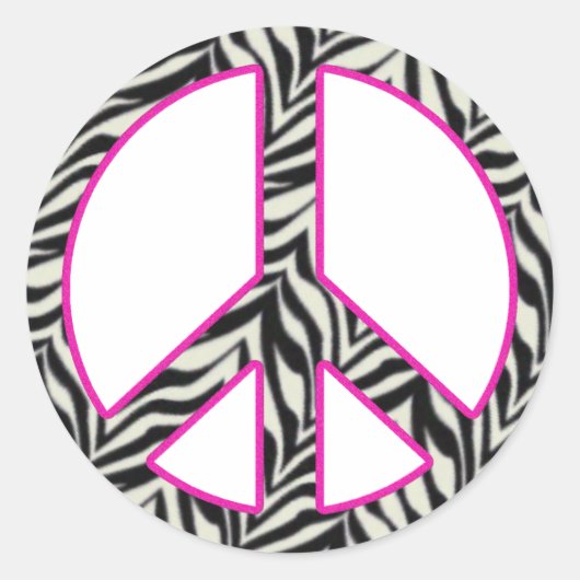 Rond Sticker pour les signes de paix Zebra Print (Devant)