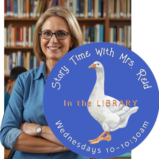 Rond Sticker pour l'heure de la bibliothèque de l'école