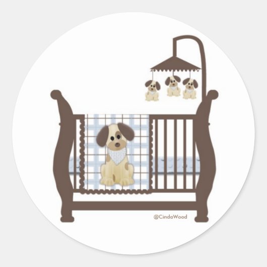 Rond Sticker pour lit bébé chien chiot (Devant)