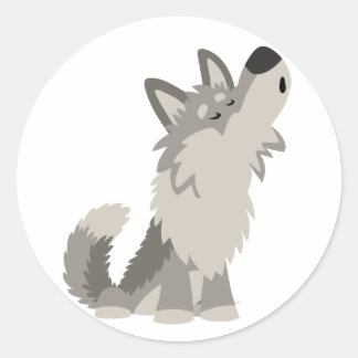 Rond Sticker pour loup de caricature mignon Howte