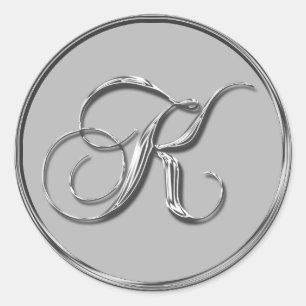Rond Sticker pour Mariage officiel en argent Monogram K