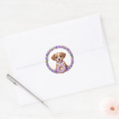 Rond Sticker pour marionnette à lavande affamée (Enveloppe)