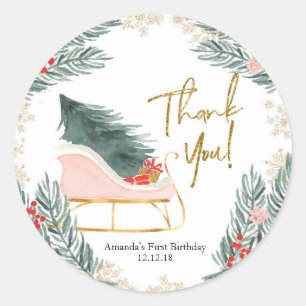 Rond Sticker pour Merci d'anniversaire pour fille à ba