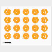 Rond Sticker pour monogramme orange de Tangerine (Feuille)