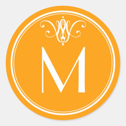 Rond Sticker pour monogramme orange de Tangerine (Devant)