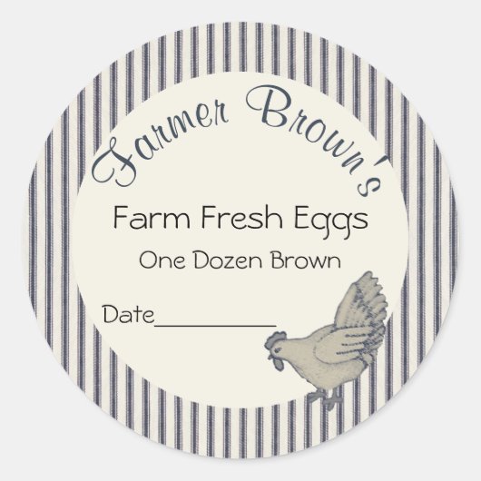 Rond Sticker pour oeufs frais de ferme vintage (Devant)